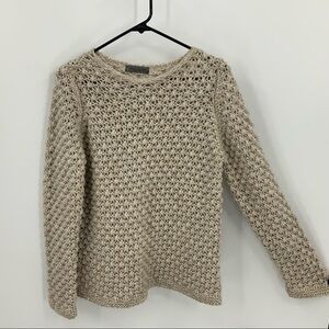 Elssandra made in Italy alpaca blend open knit Gold sequent sweater M